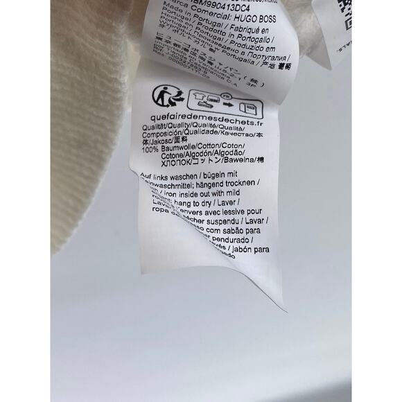 HUGO BOSS Men's Off-White Textured Regular-Fit Button-Up Short Sleeve Shirt SZ L - Picture 11 of 12